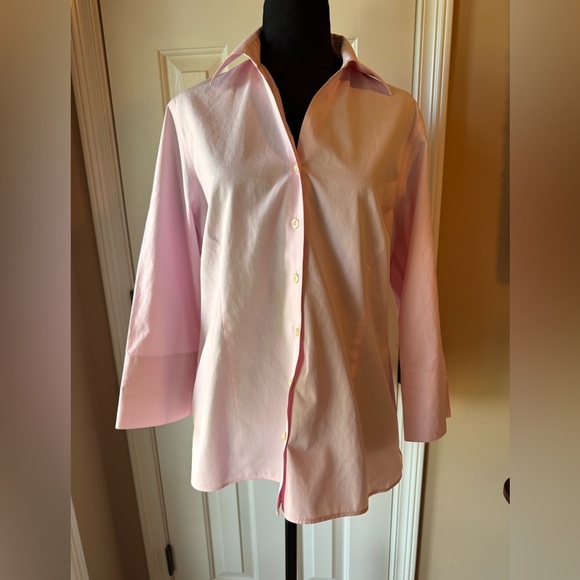Lands' End Pink no iron pinpoint Oxford Button-Up Shirt - Picture 1 of 7